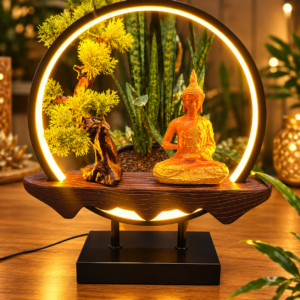 Altar Zen Iluminado Por Halo Dourado